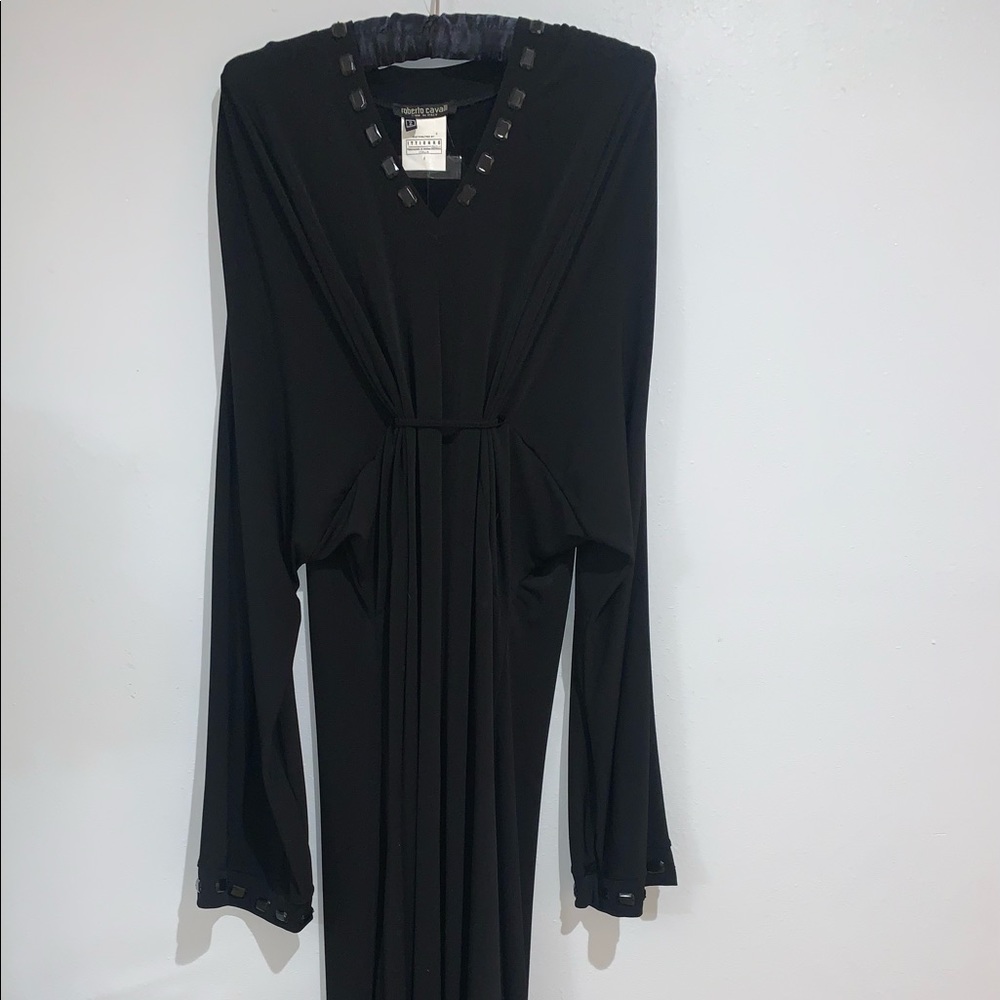 Roberto Cavalli black sequin maxi dress size 2